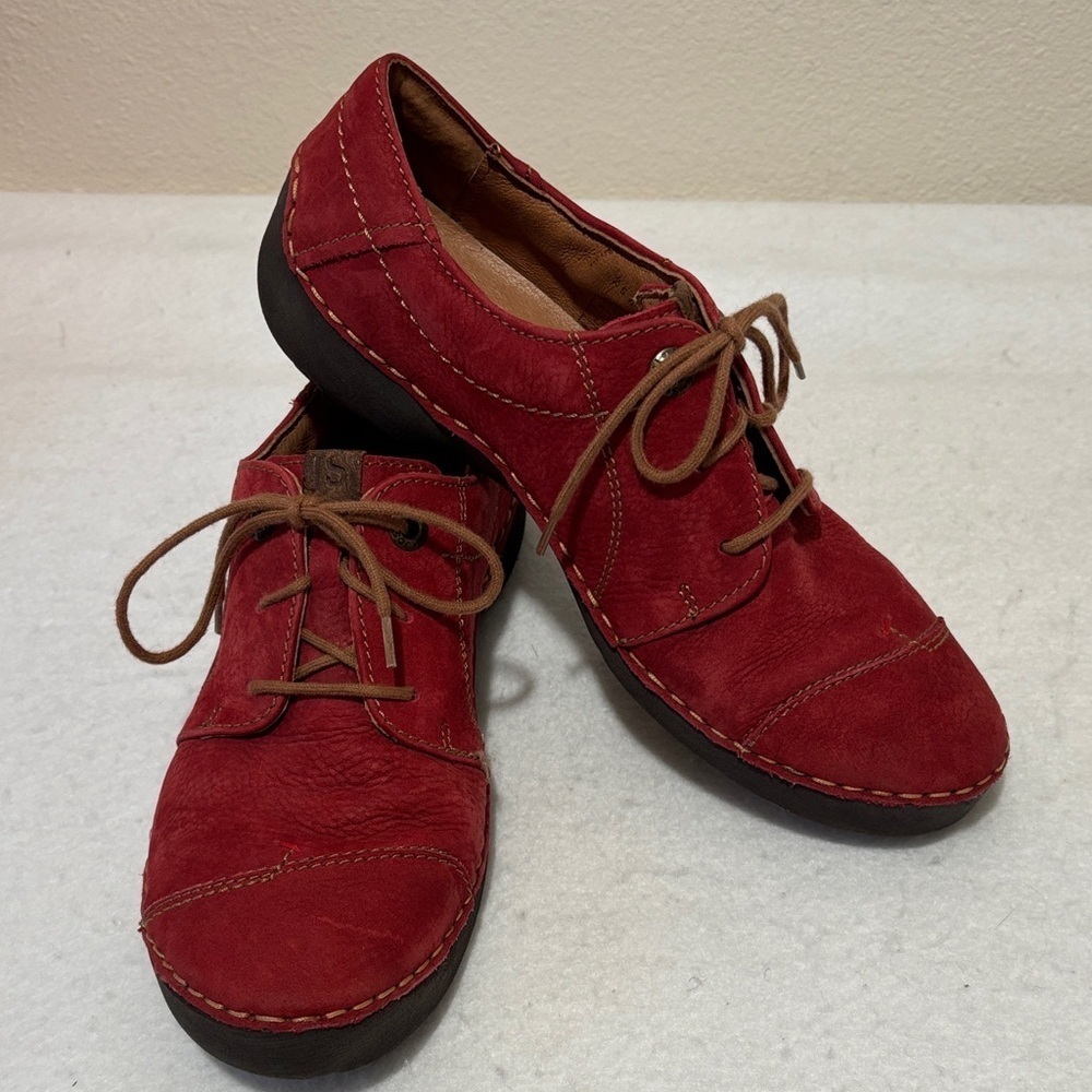 Josef Seibel Red Leather Women's Loafers, EU 38